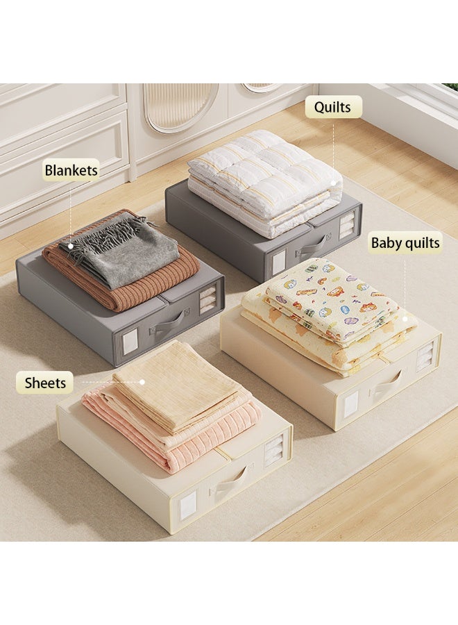 2PCS Bed Sheet Organizer, Foldable Oxford Storage Boxes with Handle & Clear Window for Clothing, Blanket, Quilt, Bed Sheet, Bedding Stackable for Wardrobe, Closet, Under Bed, MY023 (Black)  - Image 4