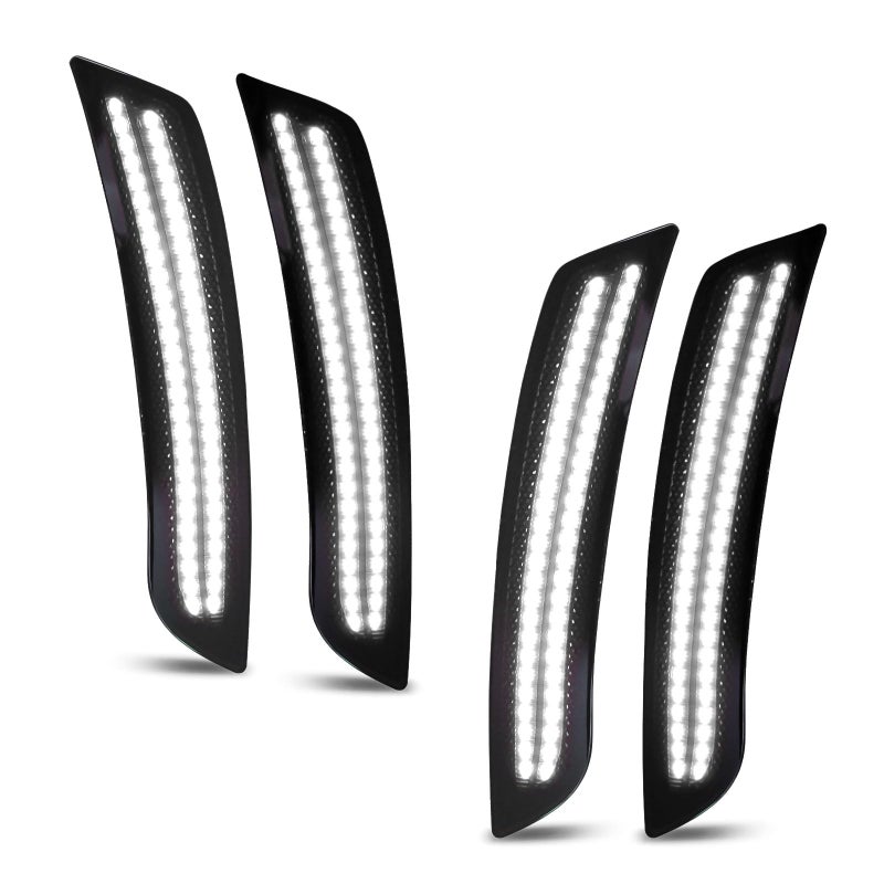 أفضل مصابيح جانبية LED مدخنة لمركبة شيفروليه كامارو 2016 2017 2018 2019 2020 2021 2014 وما فوق كاديلاك CTS 2015 وما فوق كاديلاك ATS الجيل السادس من كامارو مصابيح جانبية أمامية وخلفية بيضاء 4 قطع