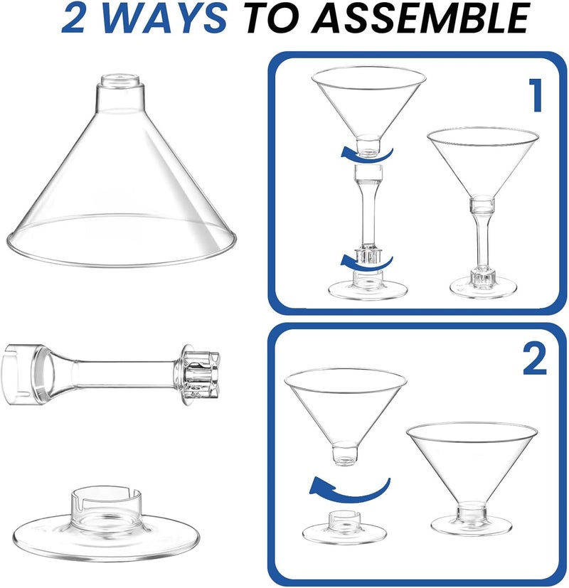 CALBODE 40 Pack Plastic Martini Glasses 5 Oz Disposable Cocktail Glasses, Tall Mini Martini Cups, Plastic Margarita Glasses Perfect for Christmas New Year Party Btirhday Wedding and All Events - Image 3