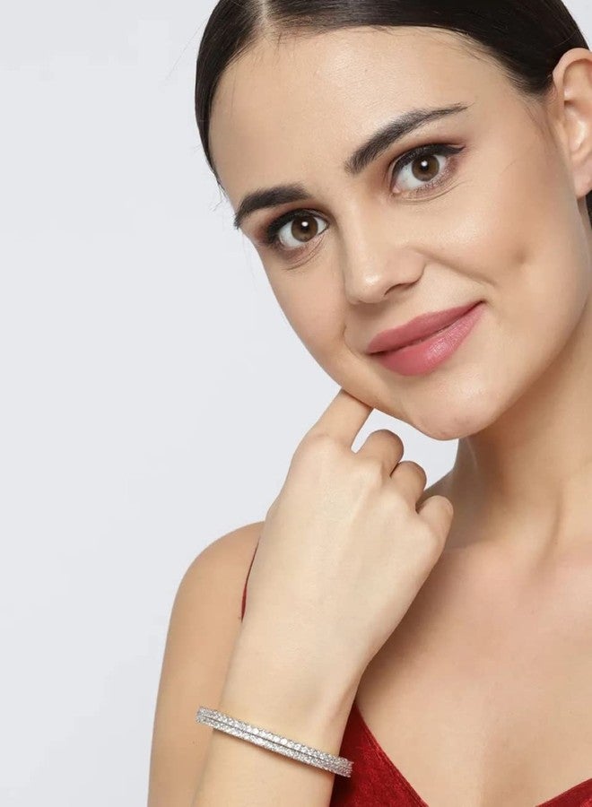DENICRAAS أساور دينيكراس مطلية بالذهب ومرصعة بالألماس الأمريكي، تصميم أنيق وفاخر، مناسبة للنساء والفتيات (مجموعة من قطعتين) (2.8) - Image 5