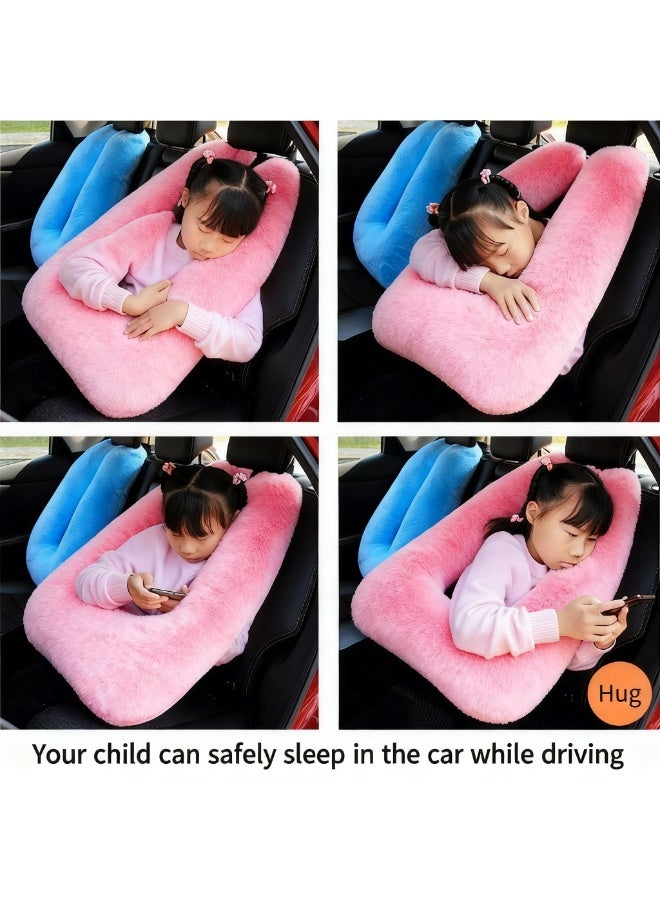 Travel Pillow Cushion for The Back Seat of Car Car Pillow for Kids A Sleeping Artifact Suitable for Long-Distance Travel of Adults and Children Travel Pillow for Kids Pink - Image 4