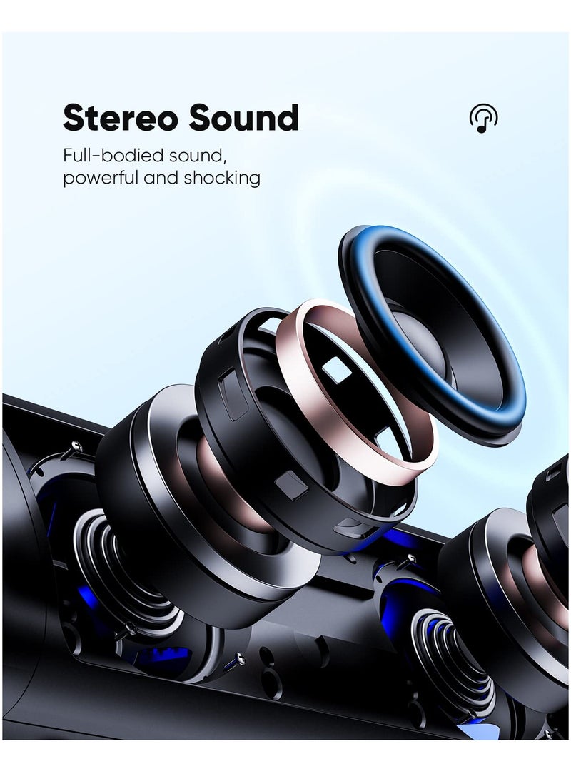 Excefore Bluetooth Speaker with HD Sound, Portable Wireless, IPX5 Waterproof, Up to 24H Playtime, TWS Pairing, BT5.3, for Home Party Outdoor Beach, Electronic Gadgets, Birthday Gift, Black  - Image 2