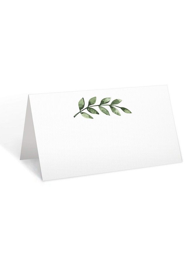 321Done Greenery Place Cards 3.5" X 2" (Set Of 24) Blank For Name Food Table Setting Dinner Party Seating Wedding Reception Buffet Tent Style Rustic Green Leaves Made In Usa  - Image 2