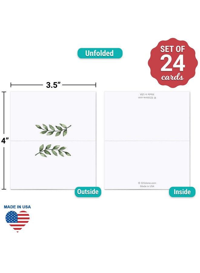321Done Greenery Place Cards 3.5" X 2" (Set Of 24) Blank For Name Food Table Setting Dinner Party Seating Wedding Reception Buffet Tent Style Rustic Green Leaves Made In Usa  - Image 3
