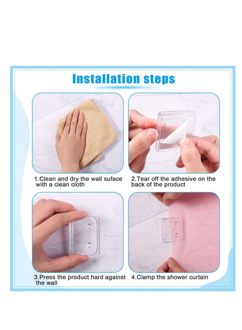 SYOSI Shower Curtain Clips Shower Splash Guard Holder Clear Adhesive Windproof Splash Clips to Keep Water in Shower to Wall for Indoor Shower Liners Curtains (12) - Image 4