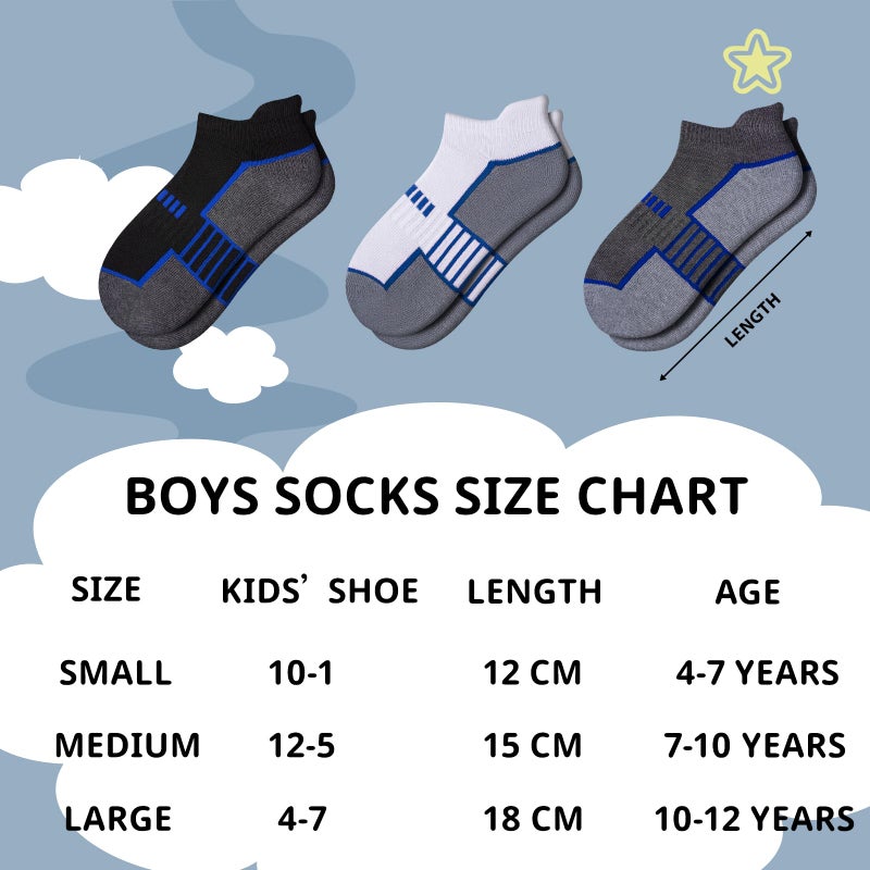 Comfoex 12 Pairs Boys Socks Ankle Low Cut Athletic Half Cushioned Short Socks For Kids 4-6 6-8 8-10 Years Old - Image 2