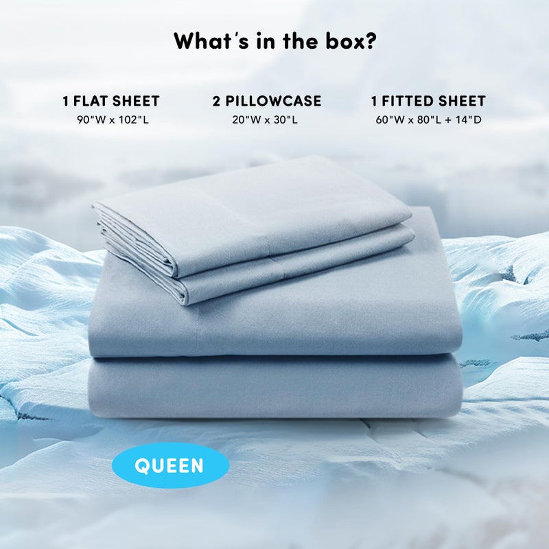 Comfort Spaces Queen Cooling Sheets, Moisture Wicking Coolmax Sheets, Soft, Colorfast Sheet Set, Cooling Bed Sheets For Hot Sleepers, Elastic Deep Pocket Fits Up to 16" Mattress, Queen Blue 4 Piece - Image 3