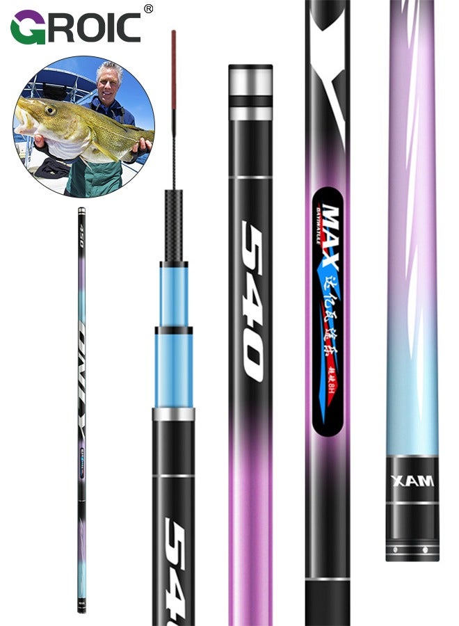 3.6 M Telescopic Fishing Rod, Telescopic Tenkara Fishing Rod, Ultralight Travel Fishing Rod, Portable Collapsible Bass Crappie Rod, Carbon Fiber Inshore Stream Trout Pole, Beginner Tenkara Rod Kit