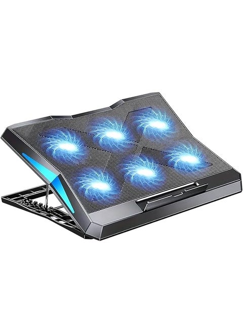 2 In 1 Laptop Cooling Stand With Adjustable Speeds 6 Quiet Fans For Fast Cooling Built In Stand Feature Height Adjustment In 6 Levels Usb Powered Compatible With Notebooks Up To 18 Inches