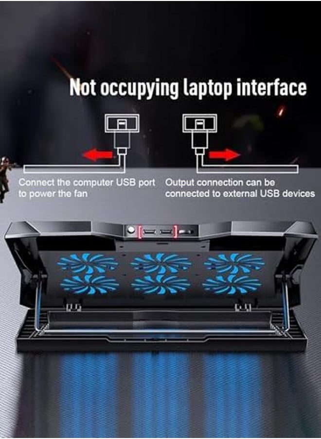 2 In 1 Laptop Cooling Stand With Adjustable Speeds 6 Quiet Fans For Fast Cooling Built In Stand Feature Height Adjustment In 6 Levels Usb Powered Compatible With Notebooks Up To 18 Inches