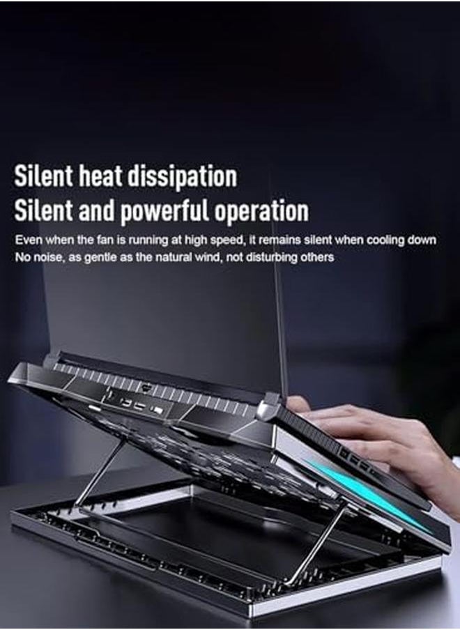 2 In 1 Laptop Cooling Stand With Adjustable Speeds 6 Quiet Fans For Fast Cooling Built In Stand Feature Height Adjustment In 6 Levels Usb Powered Compatible With Notebooks Up To 18 Inches