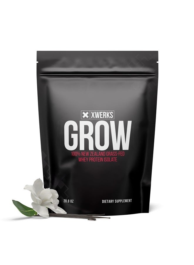 Grow 100% New Zealand Grass-Fed Whey Protein - 25g of Pure Isolate Protein Powder (30 Servings) All-Natural, Paleo & Keto-Friendly, Soy & Gluten-Free, and Easy to Digest (Vanilla)