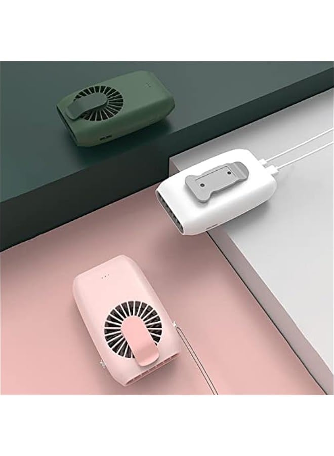 Neck Fan with Clip and Lanyard for Hands- Cooling, White - Image 4