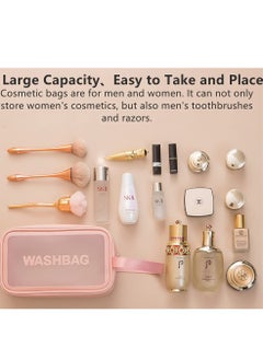 HomarKet Cosmetic Bag,3 Pcs Toiletry Bag Makeup Bag Travel Bag Set for Toiletries, Portable Toiletry Bags for Traveling Women, Translucent Waterproof Make Up Bag for Travel and Bathroom (Pink)  - Image 5