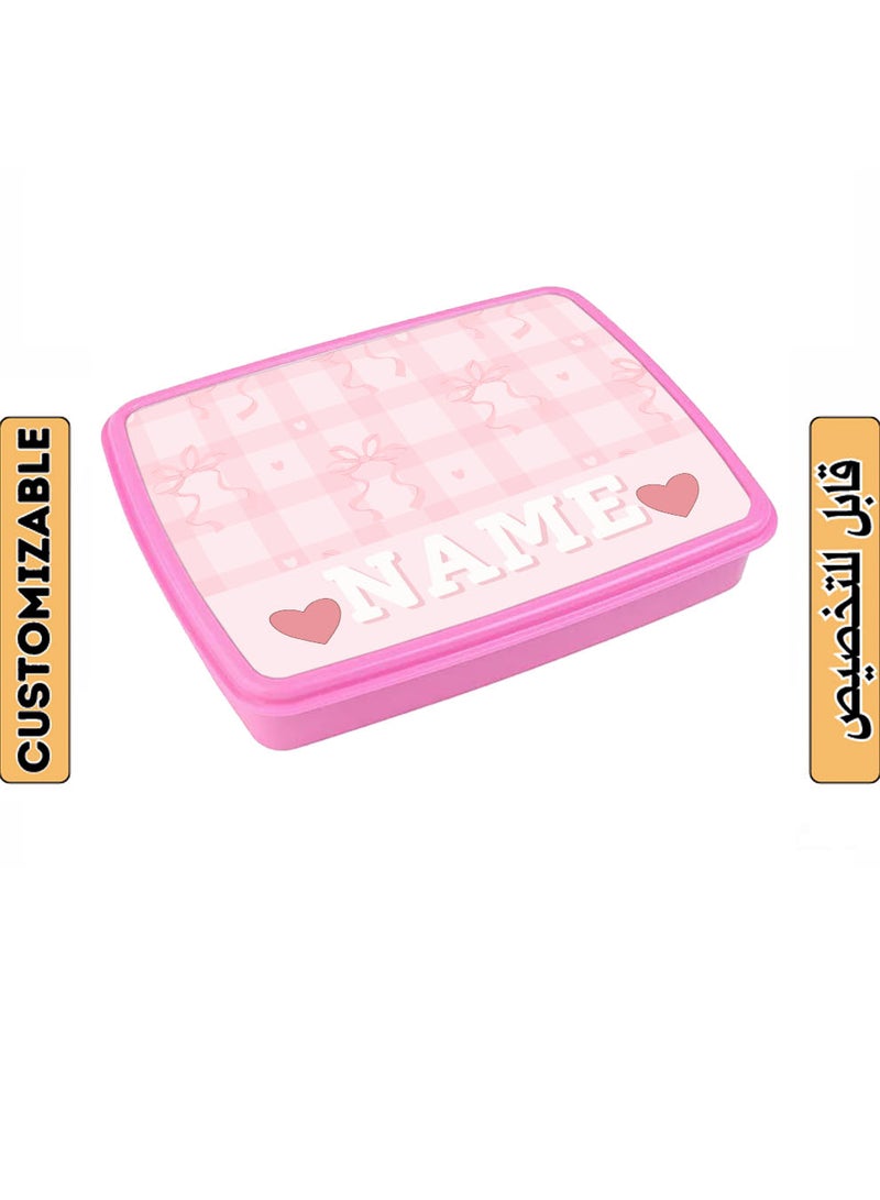 LOWHA Customizable Lunch Box with Personalized Name and Hearts Design - Image 1