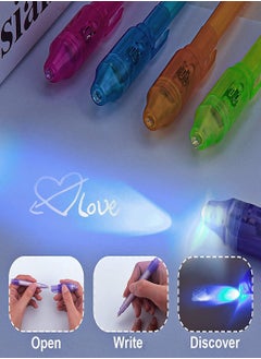 SYOSI Invisible Ink Pen with UV Light 6 Colors Secret Magic Disappearing Marker for Message Fun Activity Entertainment Kids Party Favors  - Image 5