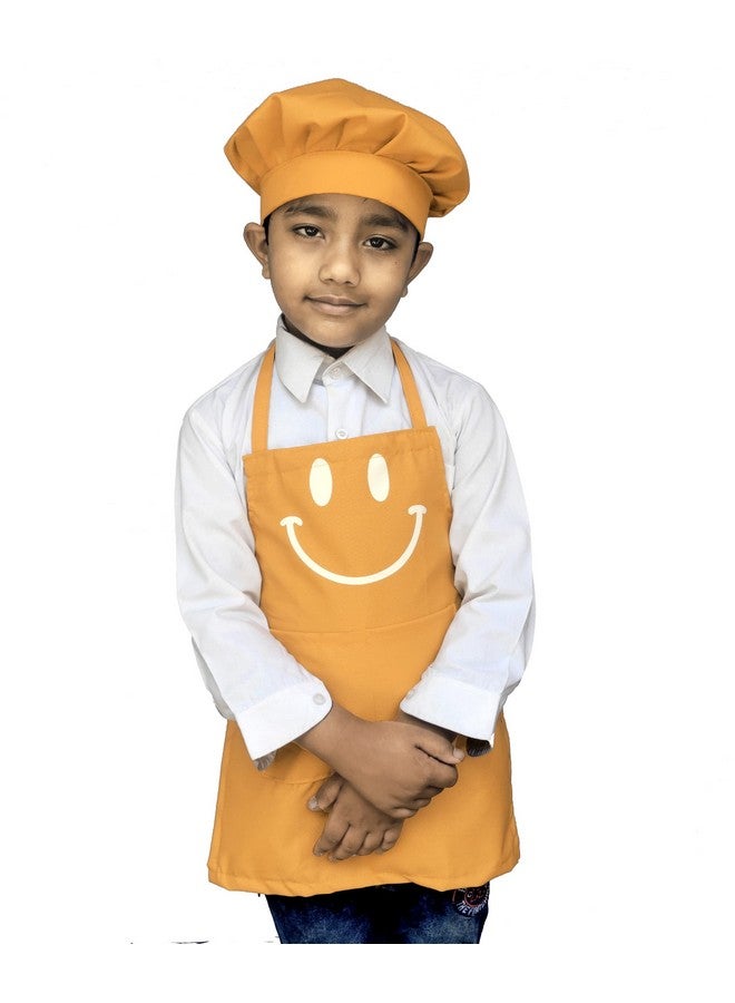 Switchon Polyester Waterproof Adjustable Kids Multi purpose Cooking Apron with a chef cap School Apron - for 2.6 years to 6.5 years Proudly made in india (TAN Color) - Image 1
