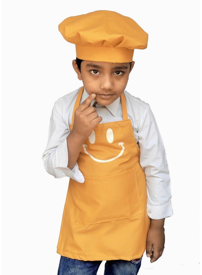 Switchon Polyester Waterproof Adjustable Kids Multi purpose Cooking Apron with a chef cap School Apron - for 2.6 years to 6.5 years Proudly made in india (TAN Color) - Image 3