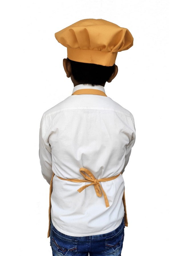 Switchon Polyester Waterproof Adjustable Kids Multi purpose Cooking Apron with a chef cap School Apron - for 2.6 years to 6.5 years Proudly made in india (TAN Color) - Image 2
