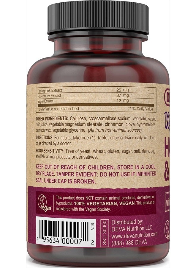 Deva Vegan Vitamins Hair, Nails & Skin Supplement with 500 mcg of Biotin Per Tablet - 90 Tablets - Image 2