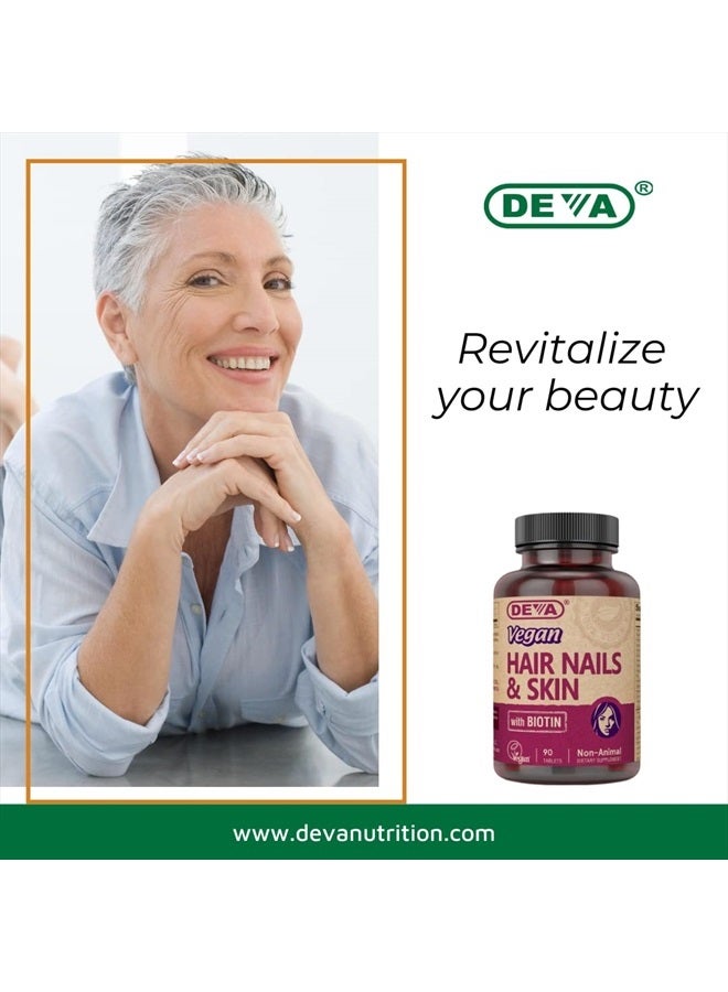 Deva Vegan Vitamins Hair, Nails & Skin Supplement with 500 mcg of Biotin Per Tablet - 90 Tablets - Image 5