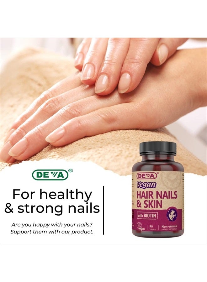 Deva Vegan Vitamins Hair, Nails & Skin Supplement with 500 mcg of Biotin Per Tablet - 90 Tablets - Image 4
