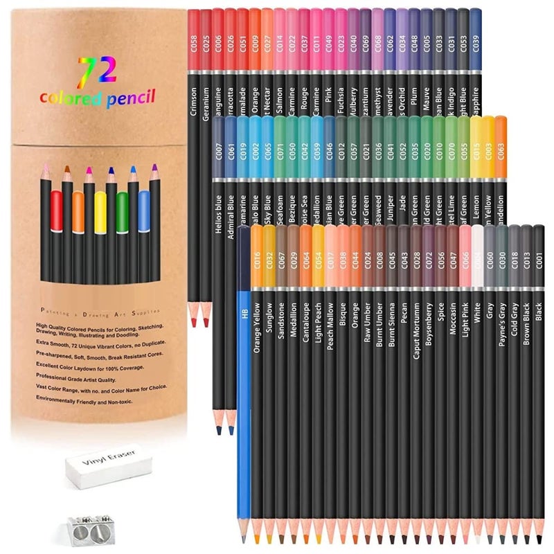 Wynhard Oil Colour Pencils Drawing Colour Pencils Colour Pencil Set Pencil Colours Colored Pencils Color Pencil Set for Coloring Book for Adults Kids Sketching Shading Beginners Pencil Coloring 72pcs - Image 1