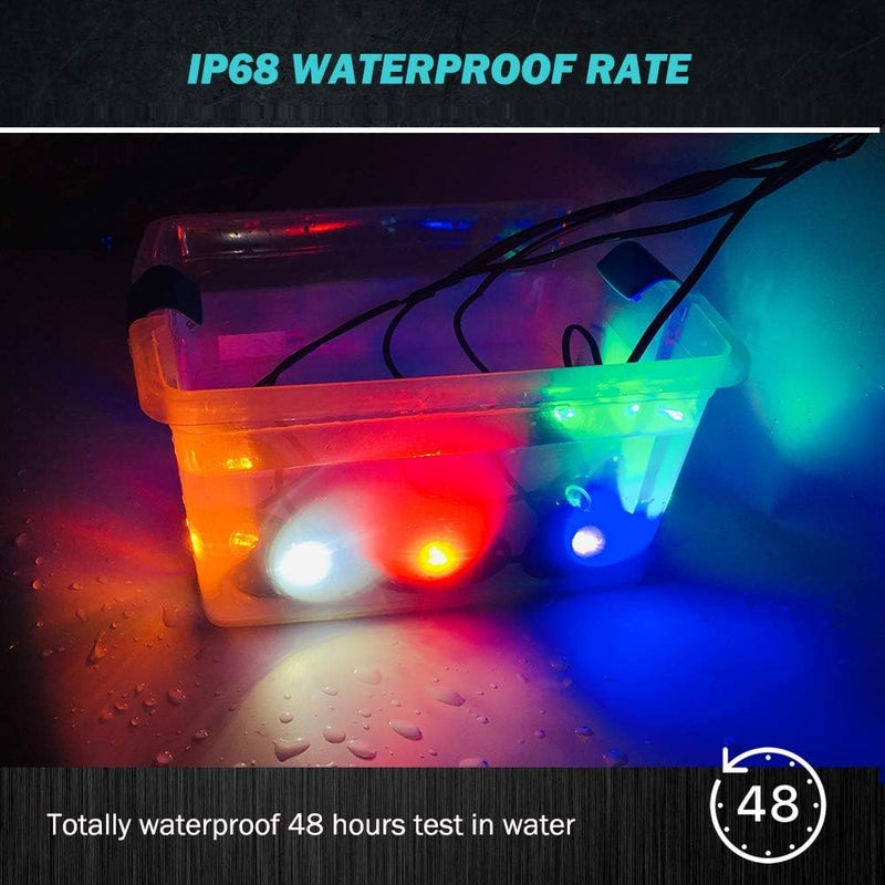 حزمة أضواء LED للصخور، تحتوي على 4 وحدات، لون أزرق، ضوء نيون، لسيارات الجيب (Jeep)، ومركبات الـ UTV، والـ ATV، والـ SUV، والسيارات المخصصة للطرق الوعرة، وإضاءة أسفل الهيكل للقوارب، مقاومة للماء. - Image 4