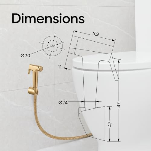 Hindware Italian Collection F160152RGD Health Faucet for Bathroom| Made of ABS| Comes with 1.20-meter Long SS Hose Pipe & Wall Hook| Bathroom Jet Spray| Color - Rose Gold| 1-Year Manufacturer Warranty - Image 3