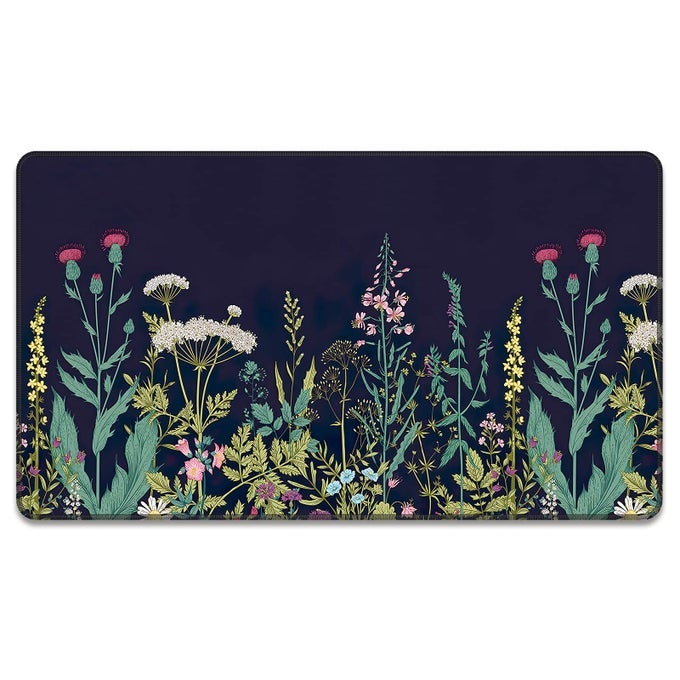 FRONT DOOR MAT 30X17 FLOWER THEME INDOOR OUTDOOR WELCOME MAT HEAVY DUTY LOW PROFILE ANTISLIP ENTRYWAY RUG FOR HOME ENTRANCE FLOOR PATIO ENTRY MUD ROOM CUTE BLACK FLORAL DECOR DOORMAT