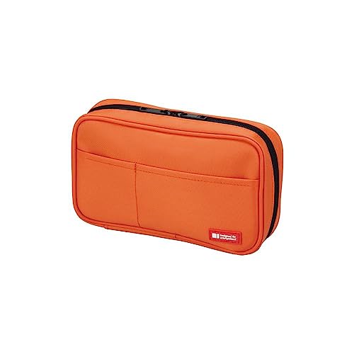 Lihit Lab Zipper Pen Case, 7.9 × 2 × 4.7 Inches, Orange (A7551-4) - Image 1