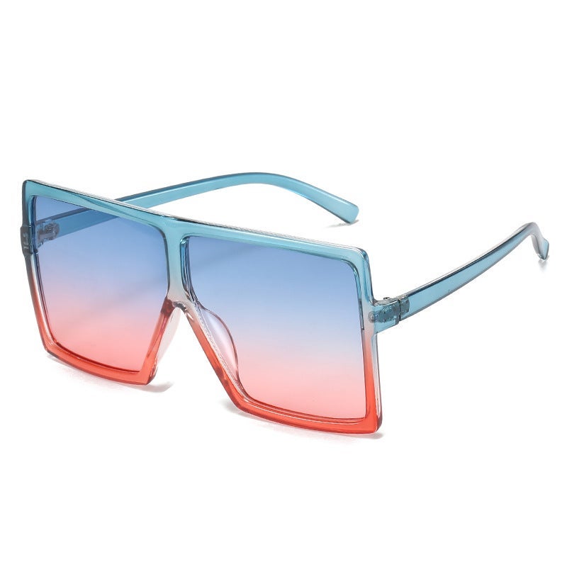 Hot glasses European and American fashion generous frame sunglasses fashion colorful multi-color sunglasses women in large spot Upper Blue lower red frame blue red sheet