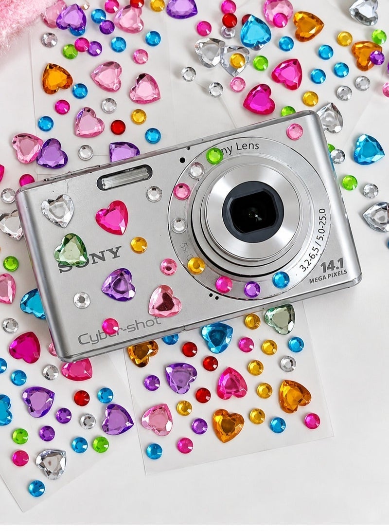 Party Decorations 3D rhinestones Gem Stickers 5 Sheets Colorful Heart Crystal Stickers for Phone Photo Albums Crafts Birthday Parties and DIY Decoration - Image 2