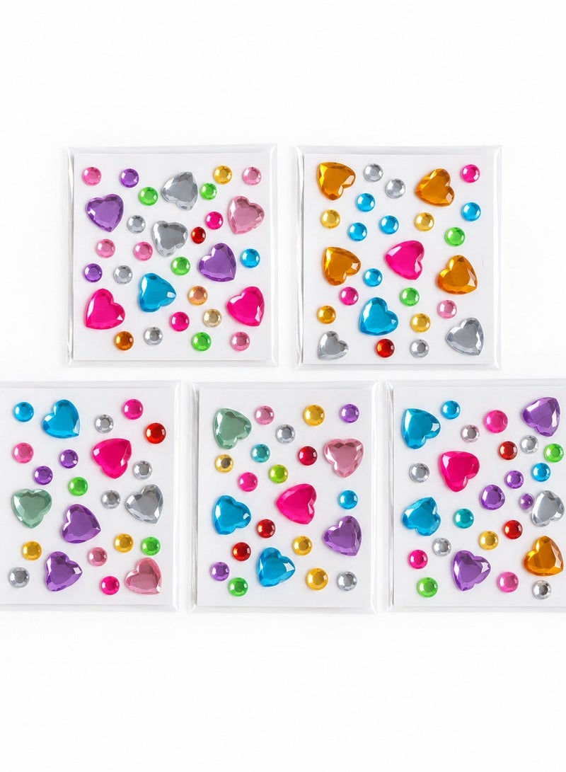 Party Decorations 3D rhinestones Gem Stickers 5 Sheets Colorful Heart Crystal Stickers for Phone Photo Albums Crafts Birthday Parties and DIY Decoration - Image 4
