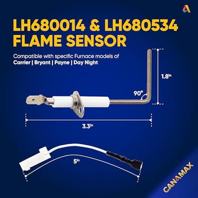 PREMIUM LH680014 LH680534 FURNACE FLAME SENSOR - EXACT FIT FOR CARRIER BRYANT PAYNE DAY & NIGHT FURNACES - REPLACES LH680012, LH680014, LH33WZ511, LH33WZ515, AND LH33WZ517 - Image 3