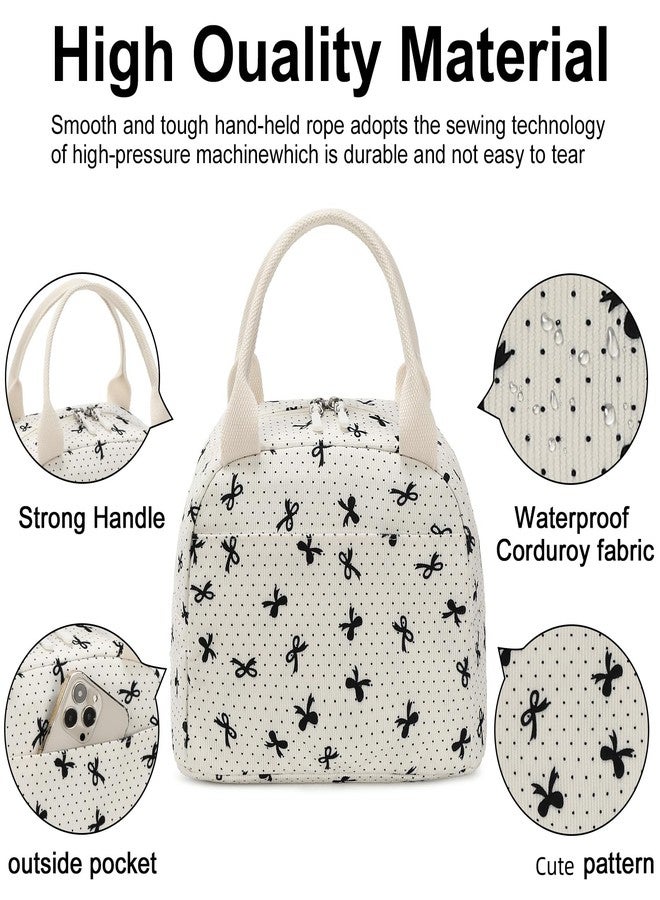 LEDAOU Lunch Box for Women Insulated Lunch Bag Corduroy Lunch Tote Bags Leakproof Cooler Lunch Case for Travel Work Picnic - Image 3