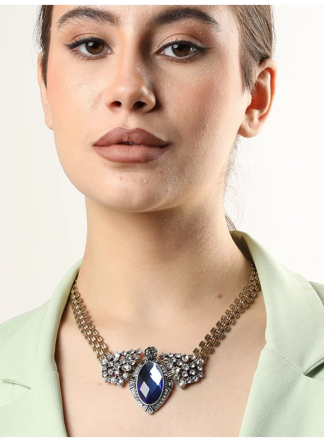 سوهي قلادة من الحجر المصمم مطلية بالذهب