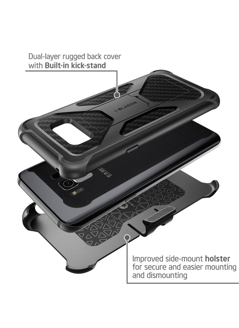 I-blason - Galaxy S8 Case Transformer With Kickstand And Holster Black - Image 1