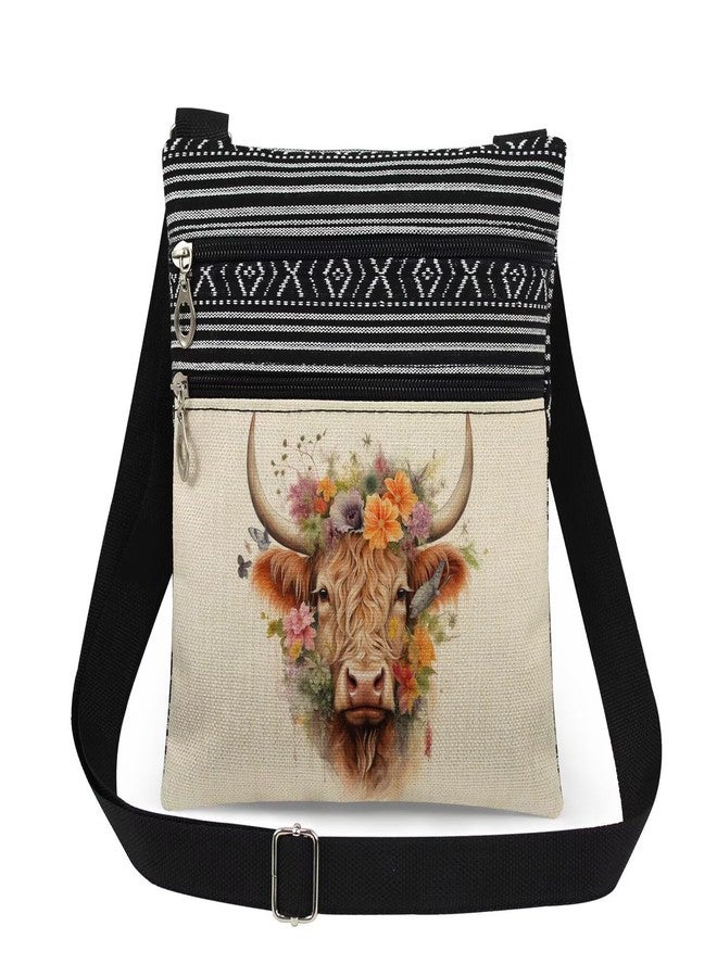 XiaoGalaee Cow Print Crossbody Bag Butterfly Floral Art with Adjustable Shoulder Strap Messenger Bag Unique Gift for Nature Lover Women Friend Birthday Holiday Present Travel Crossbody Purse - Image 1