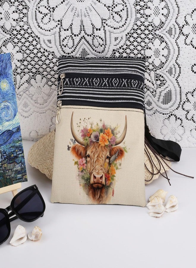 XiaoGalaee Cow Print Crossbody Bag Butterfly Floral Art with Adjustable Shoulder Strap Messenger Bag Unique Gift for Nature Lover Women Friend Birthday Holiday Present Travel Crossbody Purse - Image 3