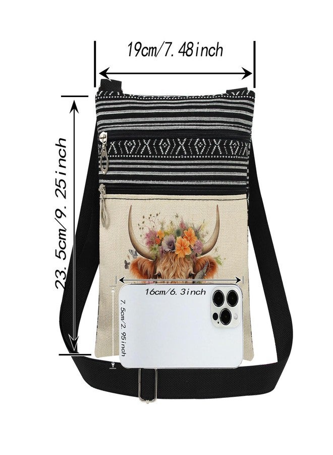 XiaoGalaee Cow Print Crossbody Bag Butterfly Floral Art with Adjustable Shoulder Strap Messenger Bag Unique Gift for Nature Lover Women Friend Birthday Holiday Present Travel Crossbody Purse - Image 4