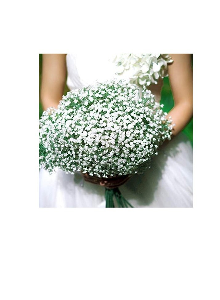 12 Pcs Artificial Baby Breath Flowers  Flower Bouquets Real Touch Faux Babies Breath Flowers For Wedding Party Garden Home Diy Decoration (White)