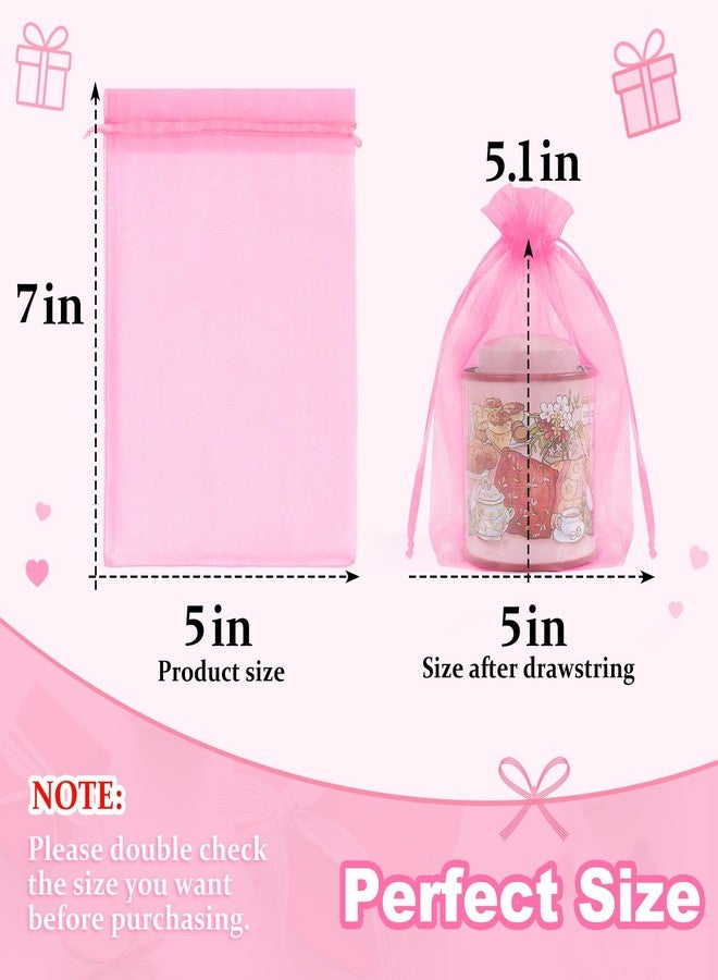 Crweety 50 Pcs, Organza Packaging Bags (Pink, 5 x 7 Inch) - Image 2