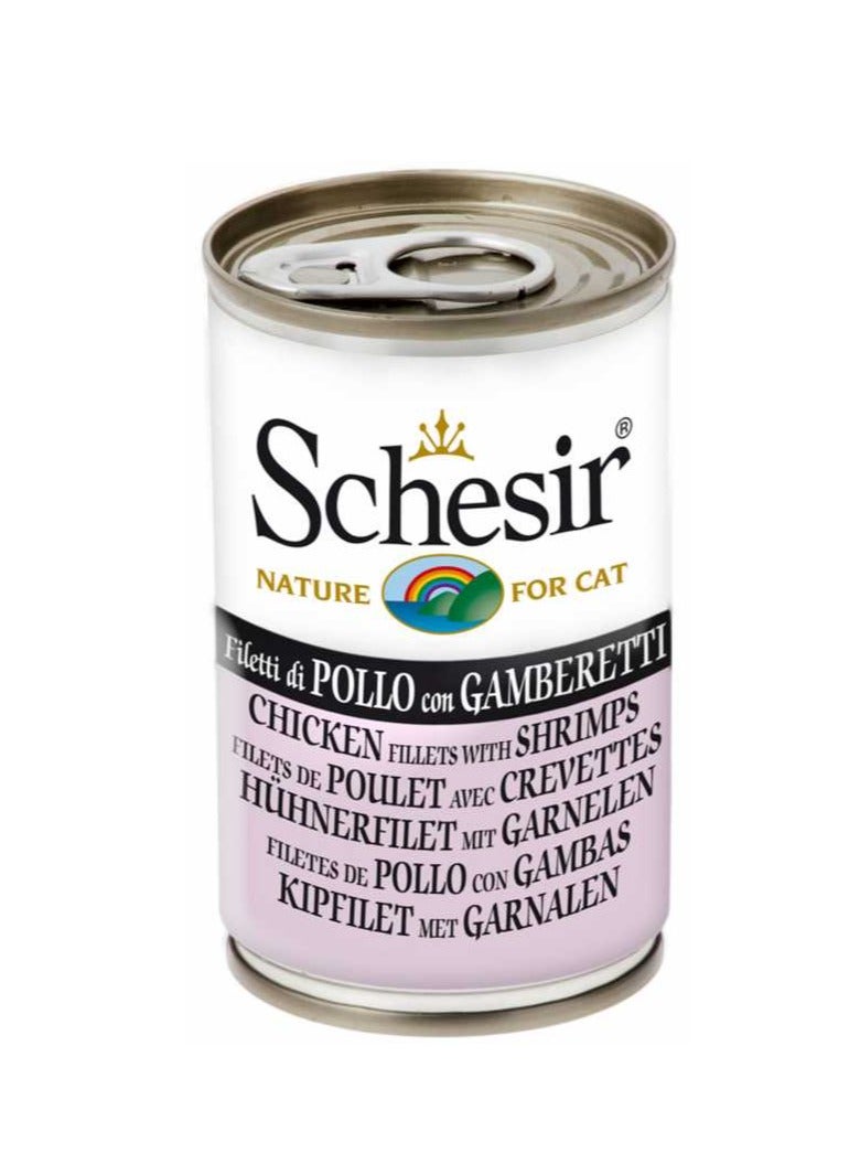 Schesir 24PC  Cat Can-Wet Food Chicken With Shrimps 140g  - Image 2