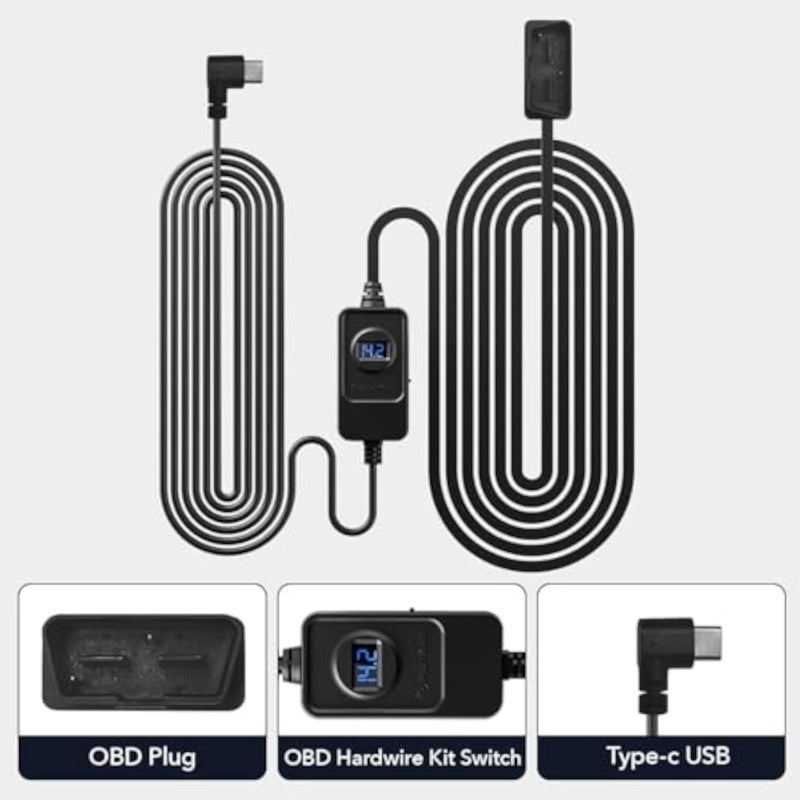 REDTIGER Dash Cam OBD Hardwire Kit Power Cable Type USB C Port,10FT 12V-24V to 5V,for Dash Camera, Low Voltage Protection - Image 5