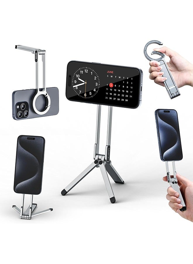 ULANZI MA30 Magnetic Phone Tripod Stand for iPhone - Aluminium Maglock Smartphone Mini Tripod Pocket Cell Phone Stand Strong Magnet Quick Mount Compatible with iPhone 16 15 14 13 12 Series, Black - Image 1