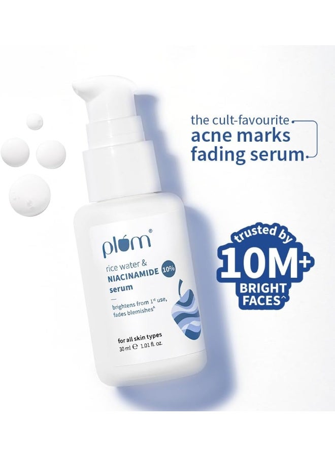 Plum Rice Water And 10% Niacinamide Face Serum 30ml |For Acne Marks, Blemishes And Uneven Skin Tone | Lightweight Hydrating Skincare with Licorice, Caffeine And Squalane, 1.01 fl oz - Image 2