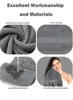 YIM-VIBEHAUS 3pcs Cotton Bath Towels Set, Ultra Soft Absorbent Bathroom Towel for Home and Hotel Shower Towel, 1 Bath Towel(140x70cm)+ 2 Hand Towels(74x34cm) Blue  - Image 5