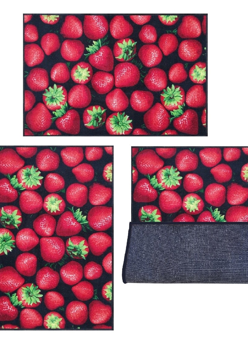Mac Carpet Lightweght, Strawberry door mat with cotton back (Size 50cm * 75cm) 3Pcs  - Image 1