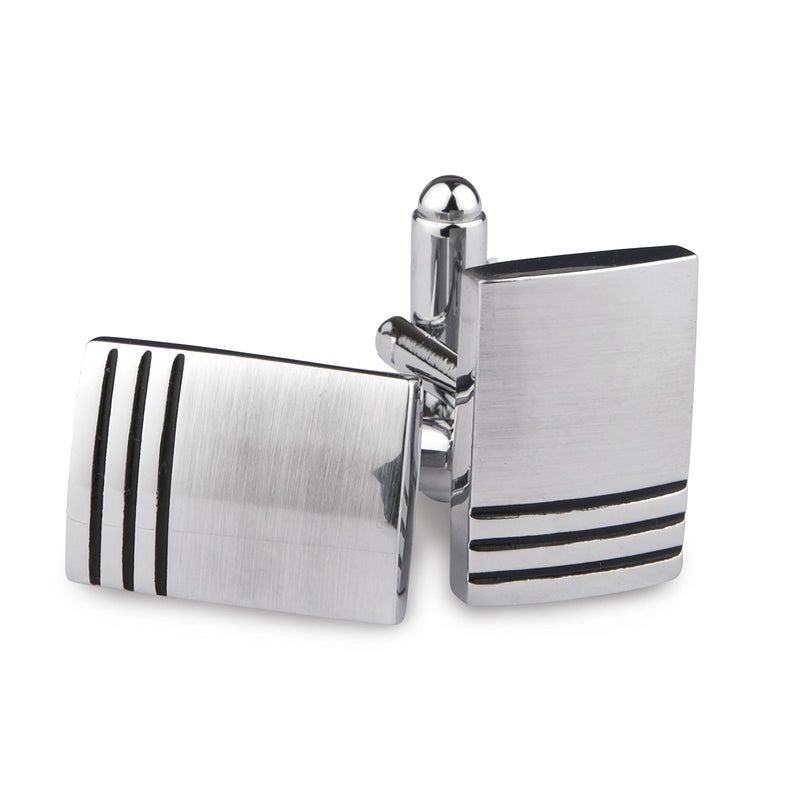 Kovove The Eloquient Stripe Silver Coloured Cufflinks - Image 5